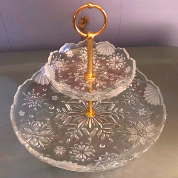 ❄️Vintage German Walther Glass Sweets Cake Tray Snowflake Pattern - Picture 2 of 8